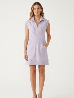 Anthropologie Daily Practice Meru Zip Front Mini Dress XS Lavender Athleisure